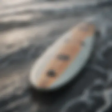 Close-up of the futuristic design of a high-performance surfboard