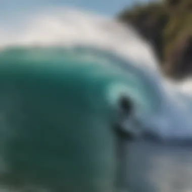 Surfer riding the waves at Punta Roca in El Salvador