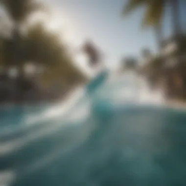 Surfboarder Riding Wave at AquaThrill Park