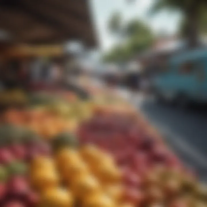 Local street market filled with exotic fruits