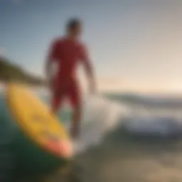 A vibrant display of Da Hui shorts on a surfboard