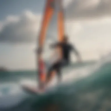 Windsurfer executing advanced windsurfing maneuvers with precision