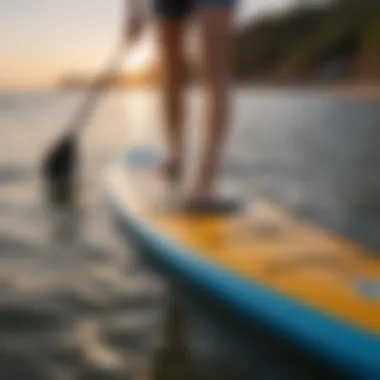 Close-up view of the Easy Eddy Paddle Board showcasing its design and materials.