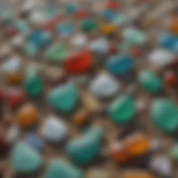 A vibrant collection of sea glass on the shore
