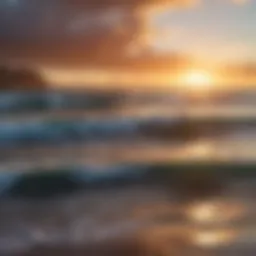 A breathtaking view of a Hawaiian sunrise over the ocean, showcasing the beauty of nature.