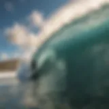 Surfer riding a barrel wave at Pipeline Beach