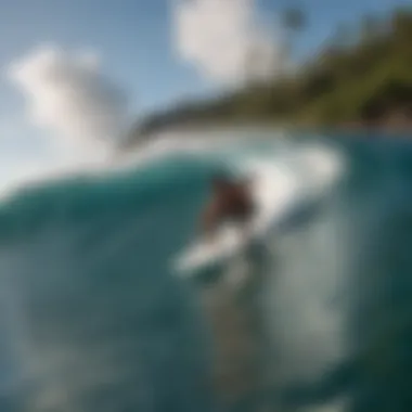 Surfer carving a turn on a wave at Honolua Bay