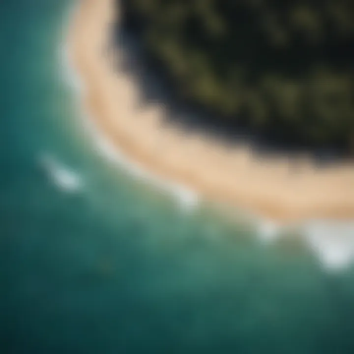 Aerial view of surfers at Waimea Bay