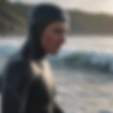 Surfer wearing wetsuit to brave the cold weather