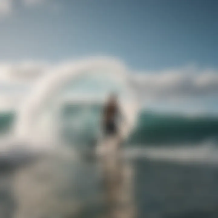 Surfer checking wind speed before hitting the waves