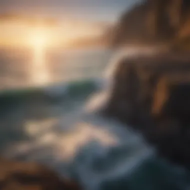 Ocean Water meeting a Majestic Cliff during Sunset