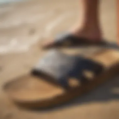 Close-up of high-quality surfer sandals material