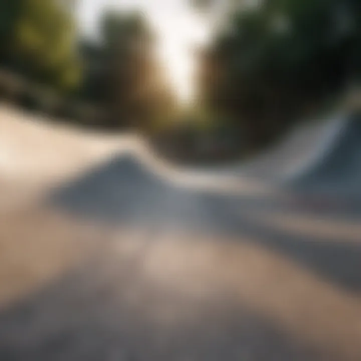 Close-up of the curved transition on the mini ramp halfpipe