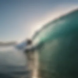 Surfer catching a wave at Newport Beach