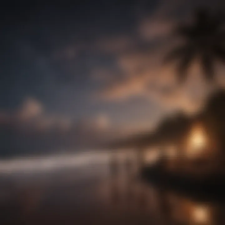 Group of surfers enjoying a bonfire under the starlit sky