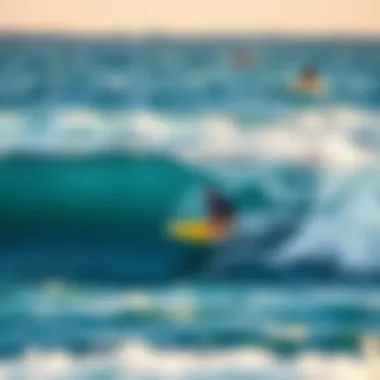 Surfer riding the waves at Padang Padang Beach