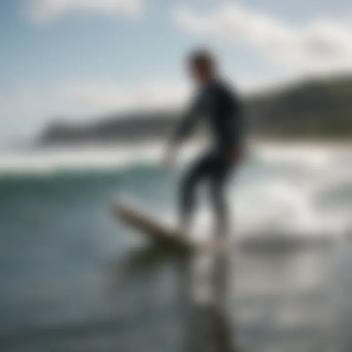 Surf instructor guiding a beginner at Playa Venao Surf Camp