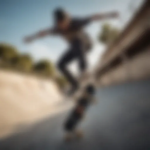 Skateboarder performing a trick in mid-air