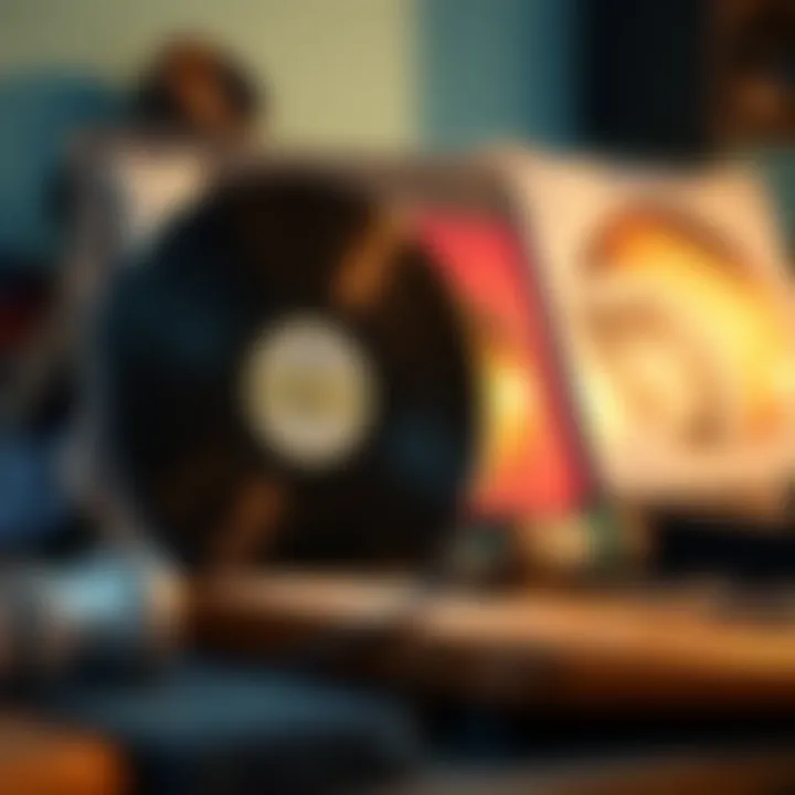Vintage vinyl records representing surf music