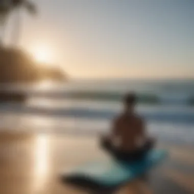 Outdoor yoga session with ocean views at a surf hostel