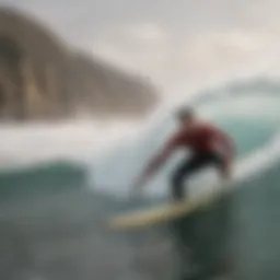 Surf instructor demonstrating proper technique