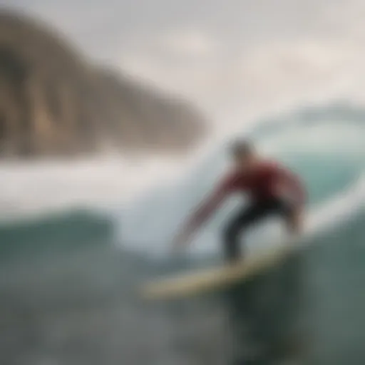 Surf instructor demonstrating proper technique