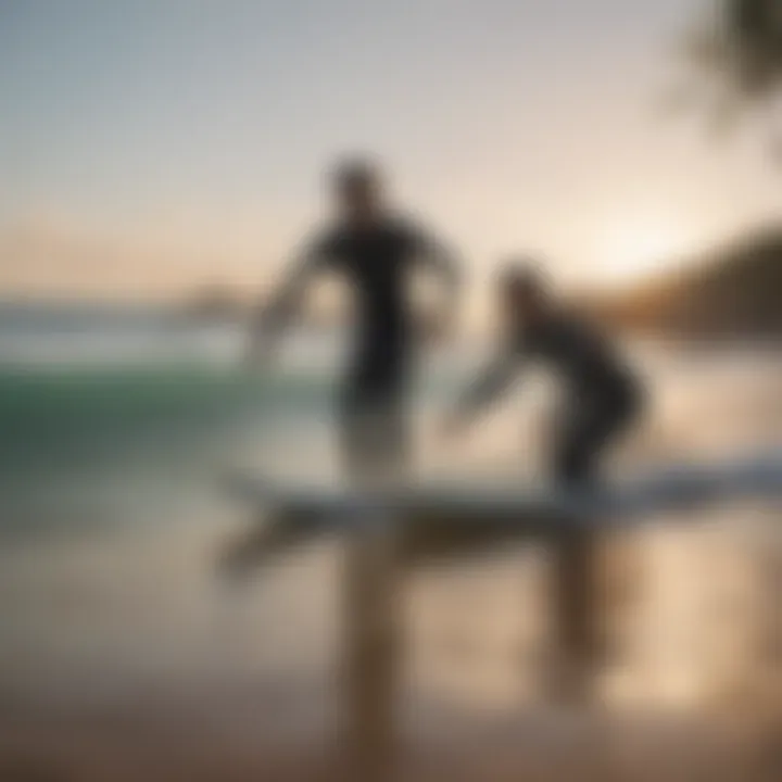 Local surf instructor demonstrating techniques