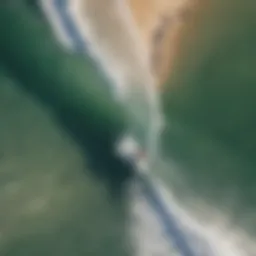 Aerial view of a surf park showcasing wave technology.
