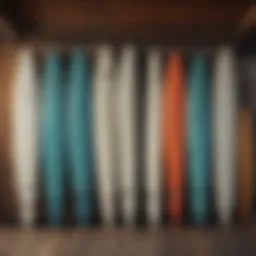 Fashionable surfboards displayed in a chic NYC surf shop