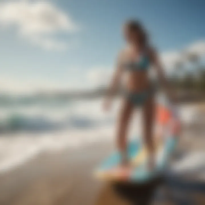 Stylish surf attire on display on a vibrant beach setting