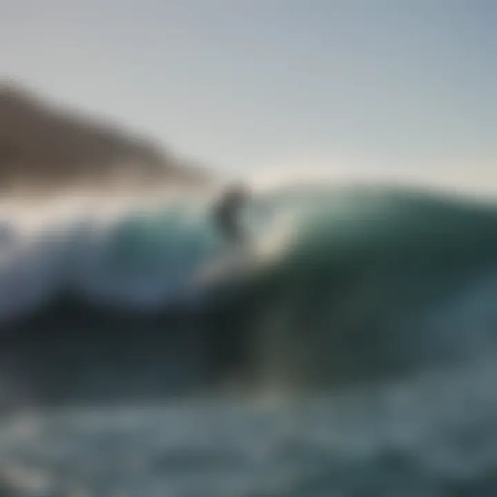 Surfers riding the powerful waves of Baja California