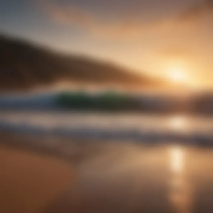 A breathtaking view of a surf beach in Oaxaca during sunset