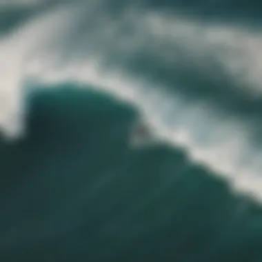 An aerial view of surfers riding waves, illustrating the dynamic surf lifestyle and popular surf trends.