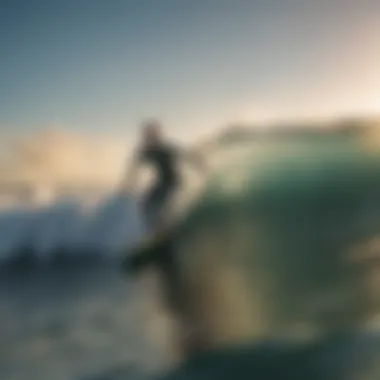 A surfer catching a wave, showcasing the vibrant surf culture of St Augustine.