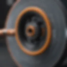 Close-up of a longboard wheel showcasing its grip and design