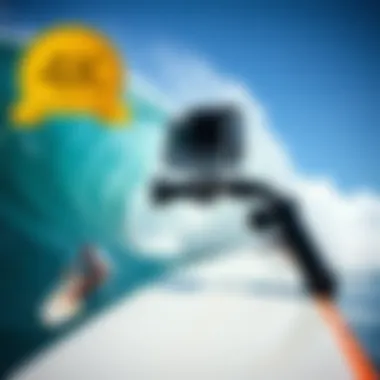 Perfect Fit: GoPro Handle and Surfboard GoPro handle on a surfboard during a wave ride