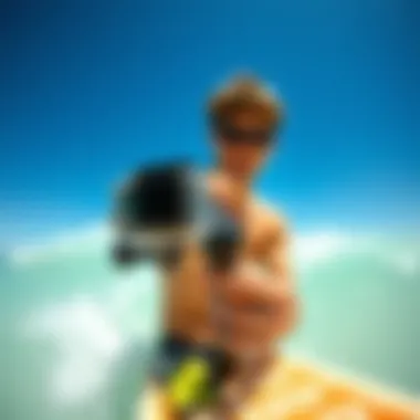 Fine-Tuning Your GoPro Setup Surfer adjusting GoPro handle for optimal filming