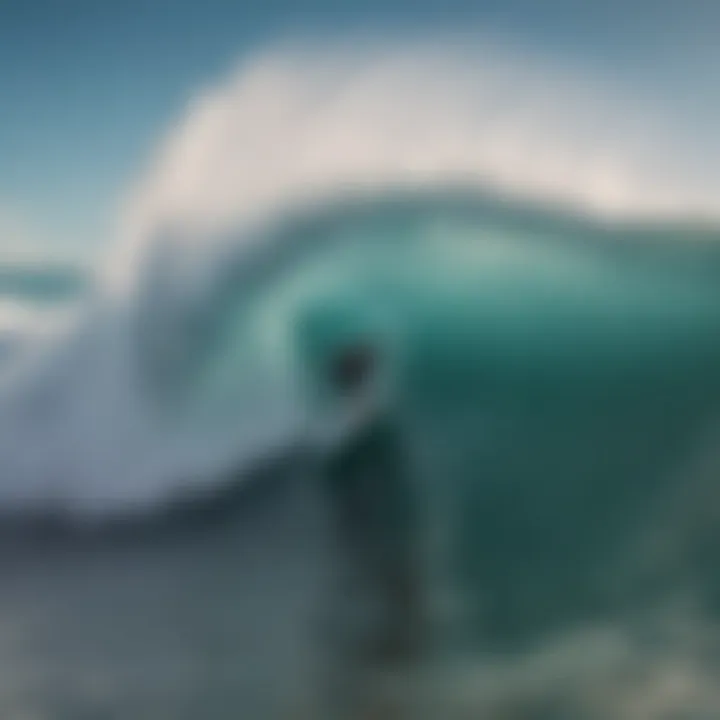 Surfer navigating challenging waves