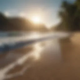 A serene beach with perfect waves for surfing