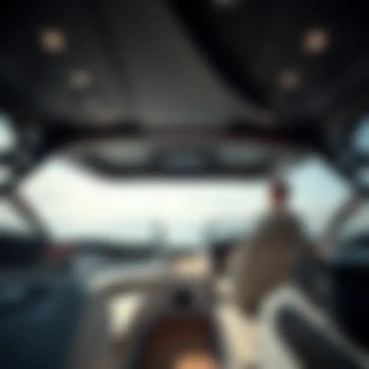 Interior view showcasing modern wakesurf boat features