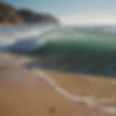 Gentle waves lapping against a sandy shore