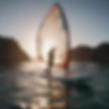 Elegant inflatable paddle board sail in action on the water