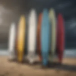 A beautifully designed vertical surf rack showcasing multiple surfboards.