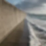 Concrete seawall protecting a coastal area