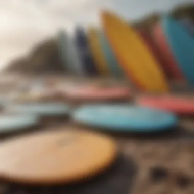 Different types of surfboard pads arranged for comparison