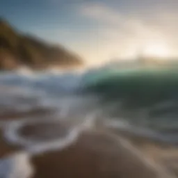 Tranquil ocean waves lapping against the shore