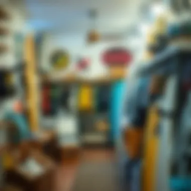 Inside a Local Surf Shop A cozy interior of a surf shop filled with gear and accessories