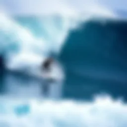 Surfer riding a wave at a famous Oahu surf spot