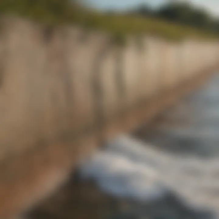 Detailed illustration of different seawall materials and their applications