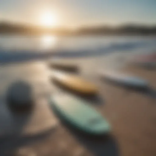 Different types of polyfoam boards for surfboarding